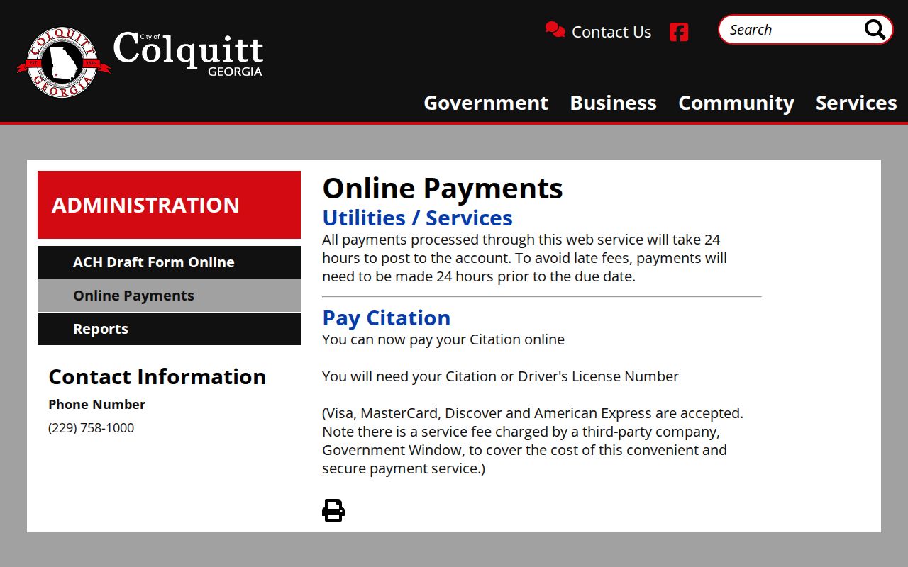 Colquitt criminal records citation payment inputs