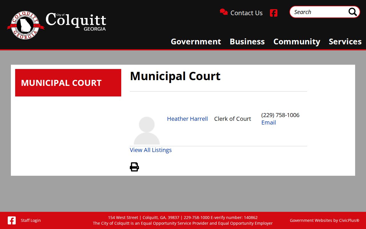 Colquitt criminal history municipal court contact