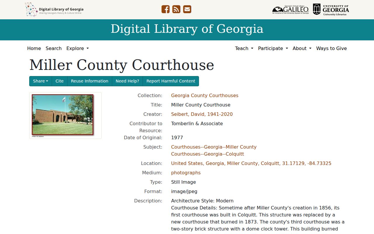 Colquitt criminal history historic Miller courthouse