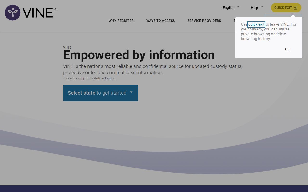 VINELink official custody status and notification interface
